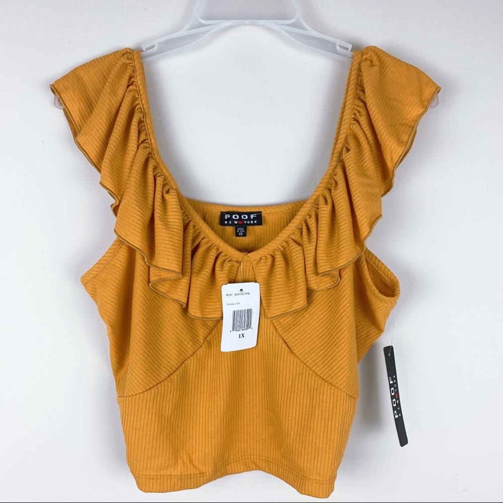 NWT Poof New York Mustard Yellow Flirty Crop Top